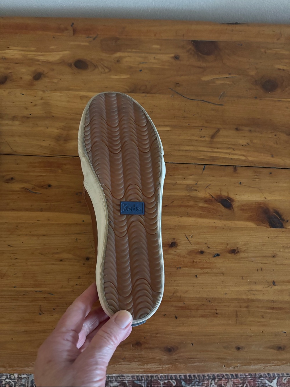 Keds Leather Slip-On Sneakers in Cognac/Tan with White Soles - Picture 4 of 5